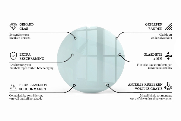 Okrogla steklena mizna plošča prozoren