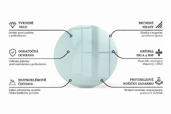 Okrogla steklena mizna plošča prozoren