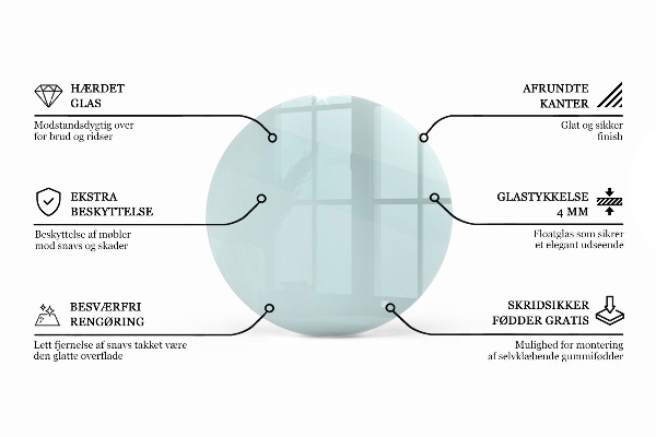 Okrogla steklena mizna plošča prozoren