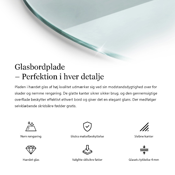 Okrogla steklena mizna plošča prozoren