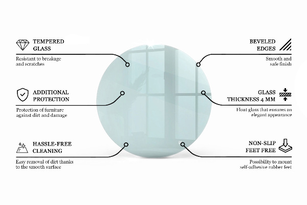 Okrogla steklena mizna plošča prozoren