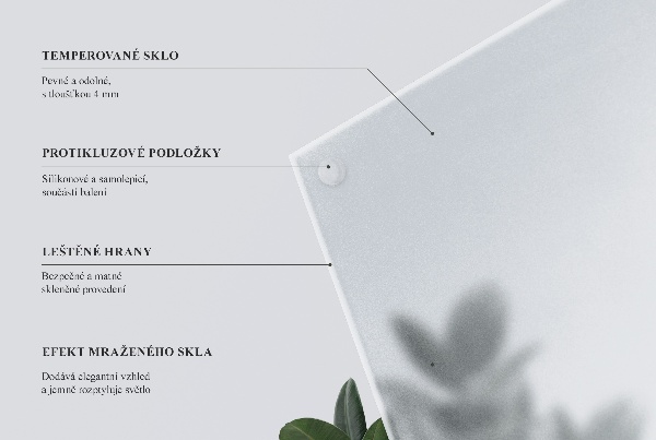 Pravokotna mizna plošča iz prosojnega materiala