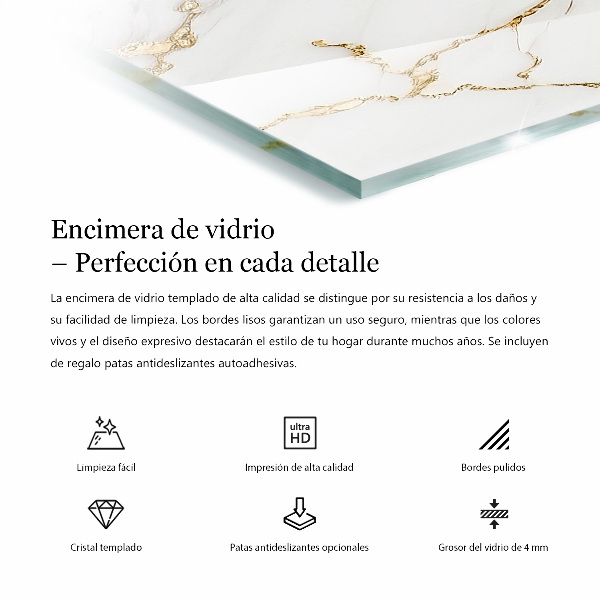 Pravokotna steklena mizna plošča z natisom Marmorni teksturni motiv