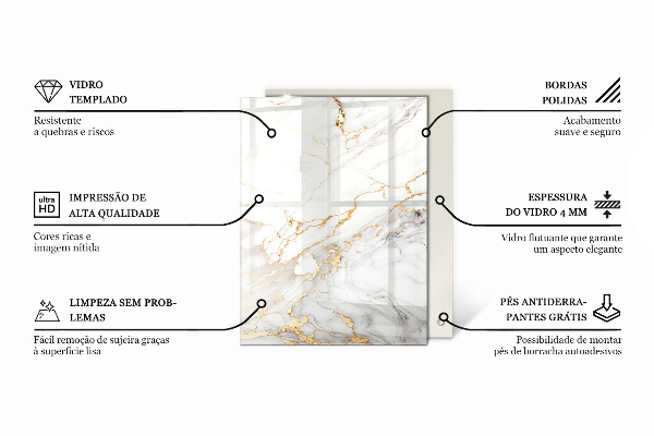 Pravokotna steklena mizna plošča z natisom Marmorni teksturni motiv