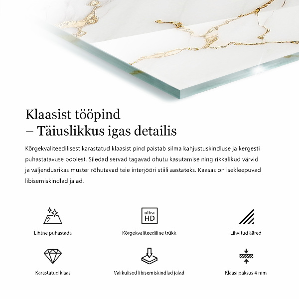 Dekorativna steklena mizna plošča z natisom Gladka bela barva