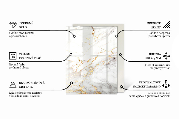Dekorativna steklena mizna plošča z natisom Gladka bela barva