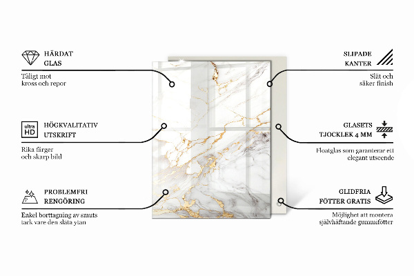 Pravokotna steklena mizna plošča z natisom Gladka črna barva