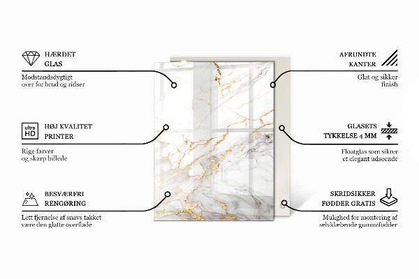 Pravokotna steklena mizna plošča z natisom Gladka črna barva
