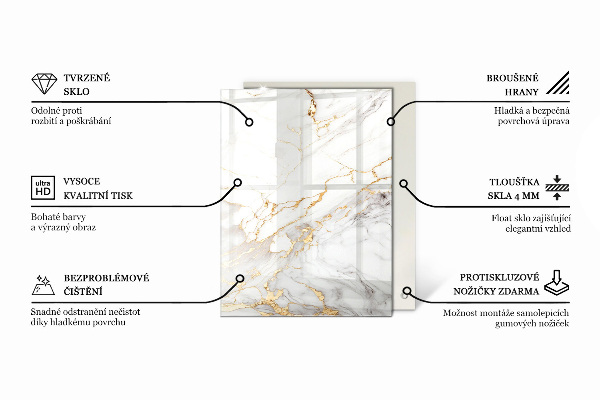 Pravokotna steklena mizna plošča z natisom Beton z razpokami