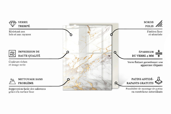 Pravokotna steklena mizna plošča z natisom Beton z razpokami