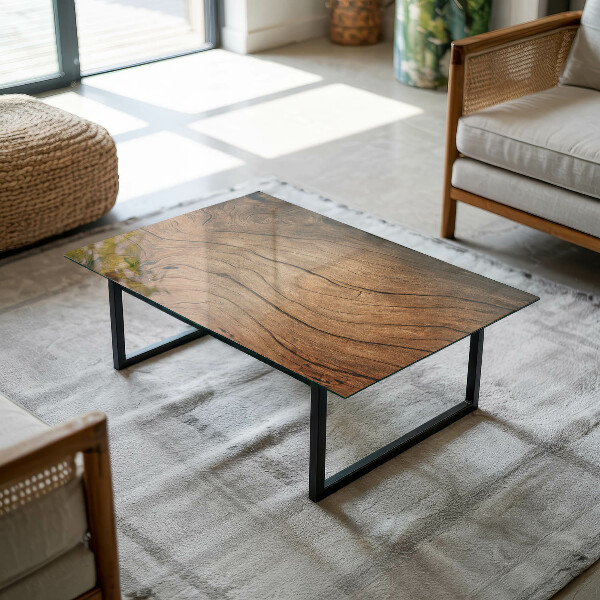 Pravokotna steklena mizna plošča Naravna lesena tekstura