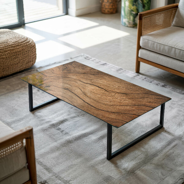 Pravokotna steklena mizna plošča Naravna lesena tekstura