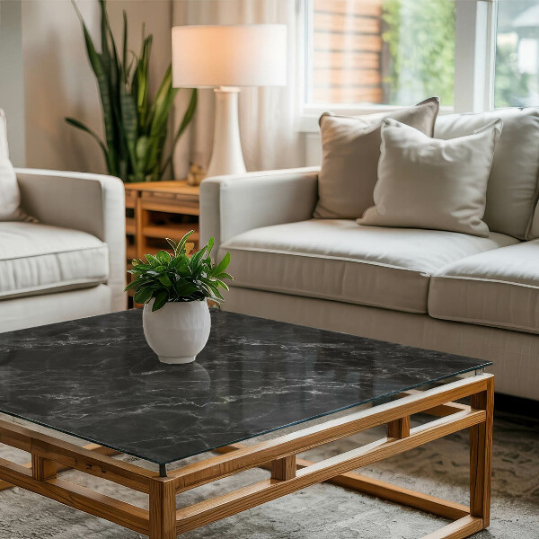 Pravokotna steklena mizna plošča z natisom Vzorec marmorja z žilami