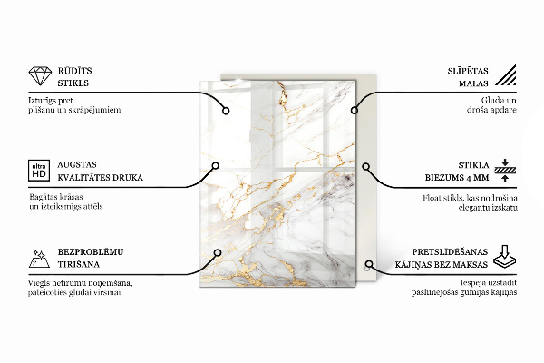 Dekorativna steklena mizna plošča z natisom Vzorec naravnega kamna