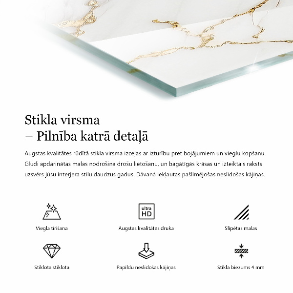 Dekorativna steklena mizna plošča z natisom Vzorec naravnega kamna