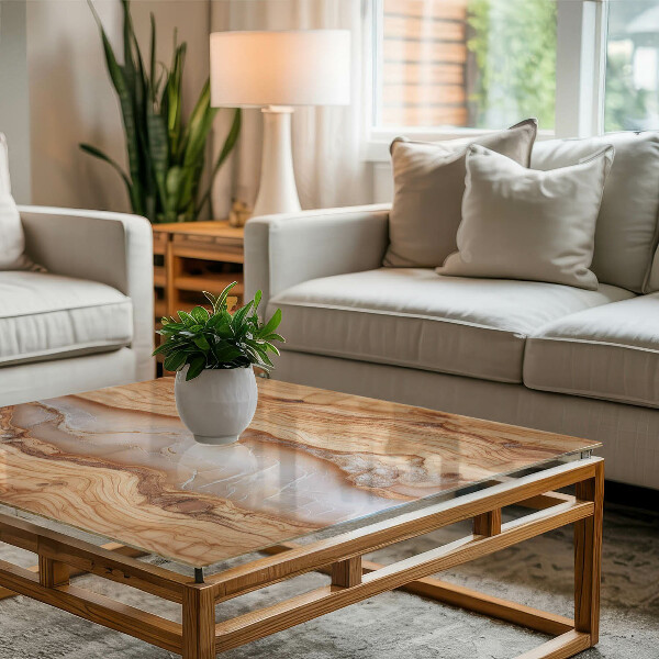 Dekorativna steklena mizna plošča z natisom Vzorec naravnega lesa in smole