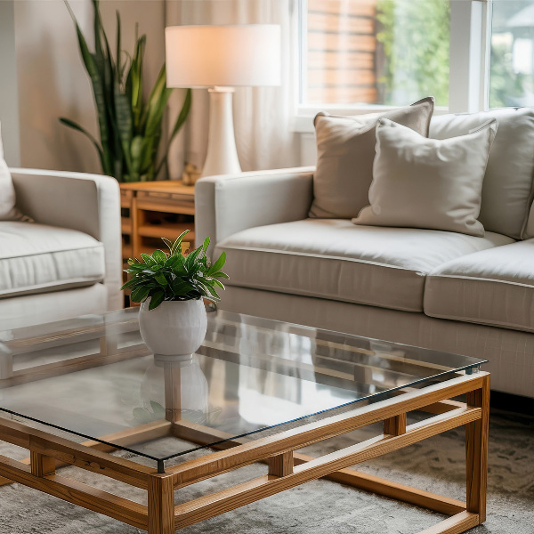 Pravokotna steklena mizna plošča prozoren