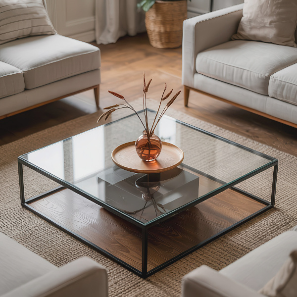 Pravokotna steklena mizna plošča prozoren