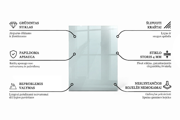 Pravokotna steklena mizna plošča prozoren