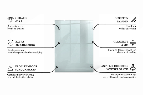 Pravokotna steklena mizna plošča prozoren