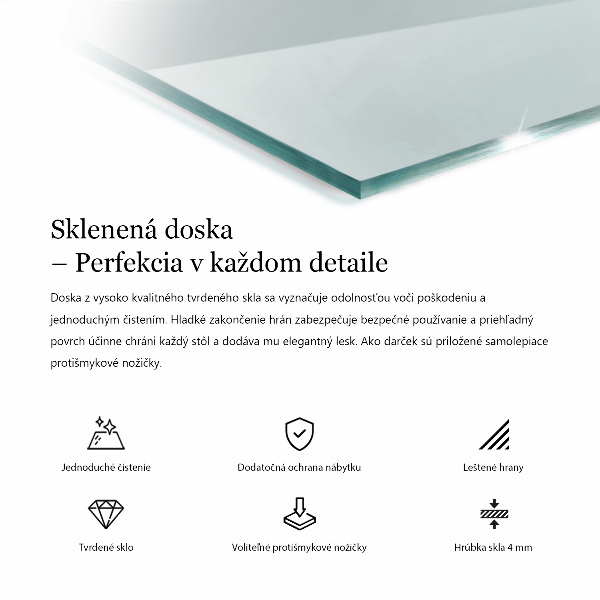 Pravokotna steklena mizna plošča prozoren